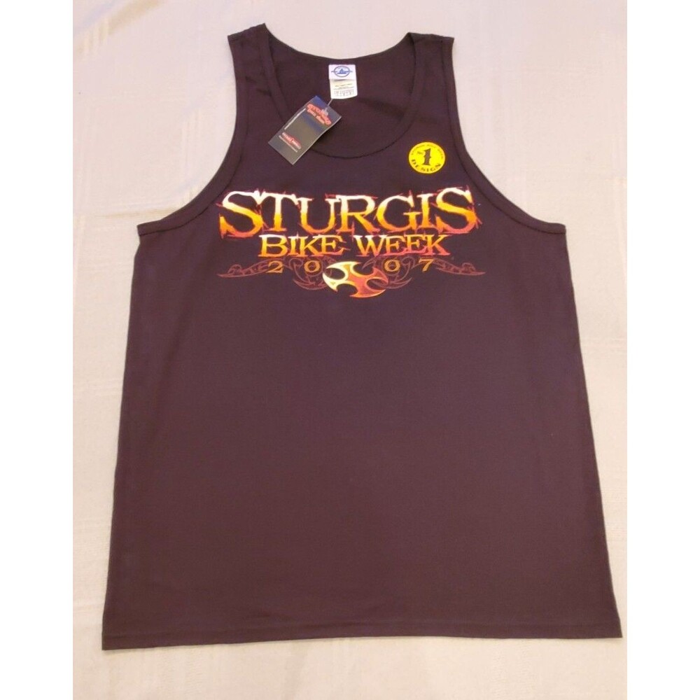 Sturgis Bike Week 2007 Sz: L Tank Top BLACK Motorcycle Pork Chop #1 Design NWT